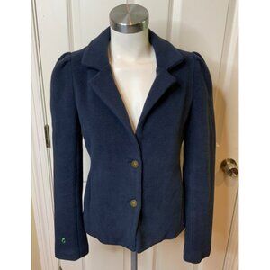Dudley Stephens Navy Blue Fleece Notch Collar Blazer Jacket, Size Small
